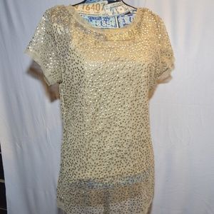 INC Gold Sequins Blouse